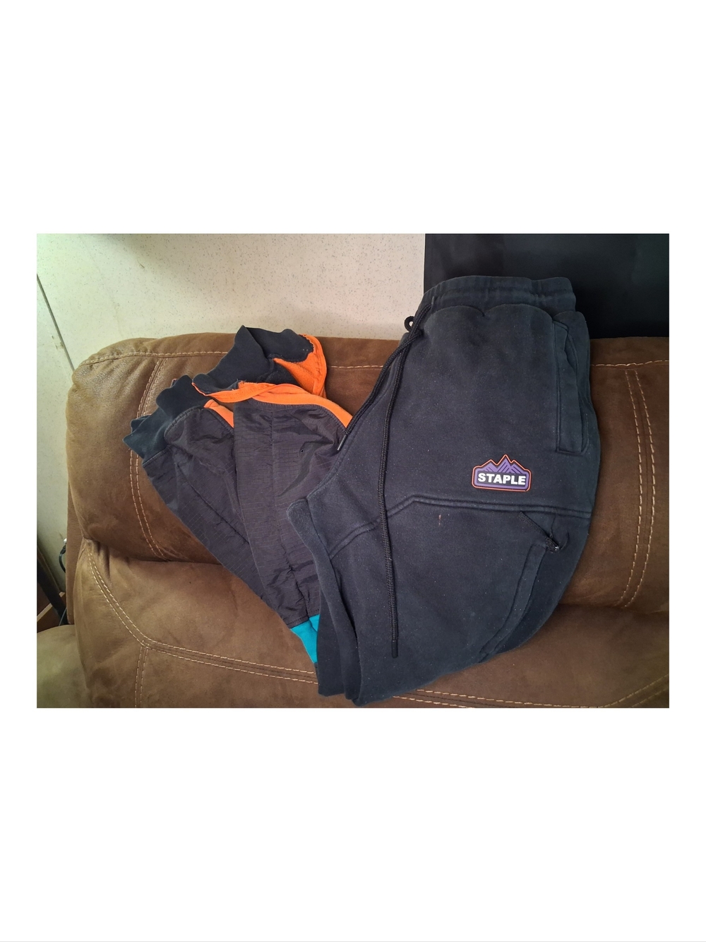 Vintage Style Staple Black Jogger Sweatpants with Logo Patch